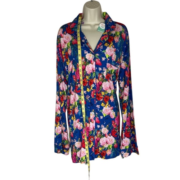 Pink Notched Collar Button Down Pajama gown - Picture 1 of 5